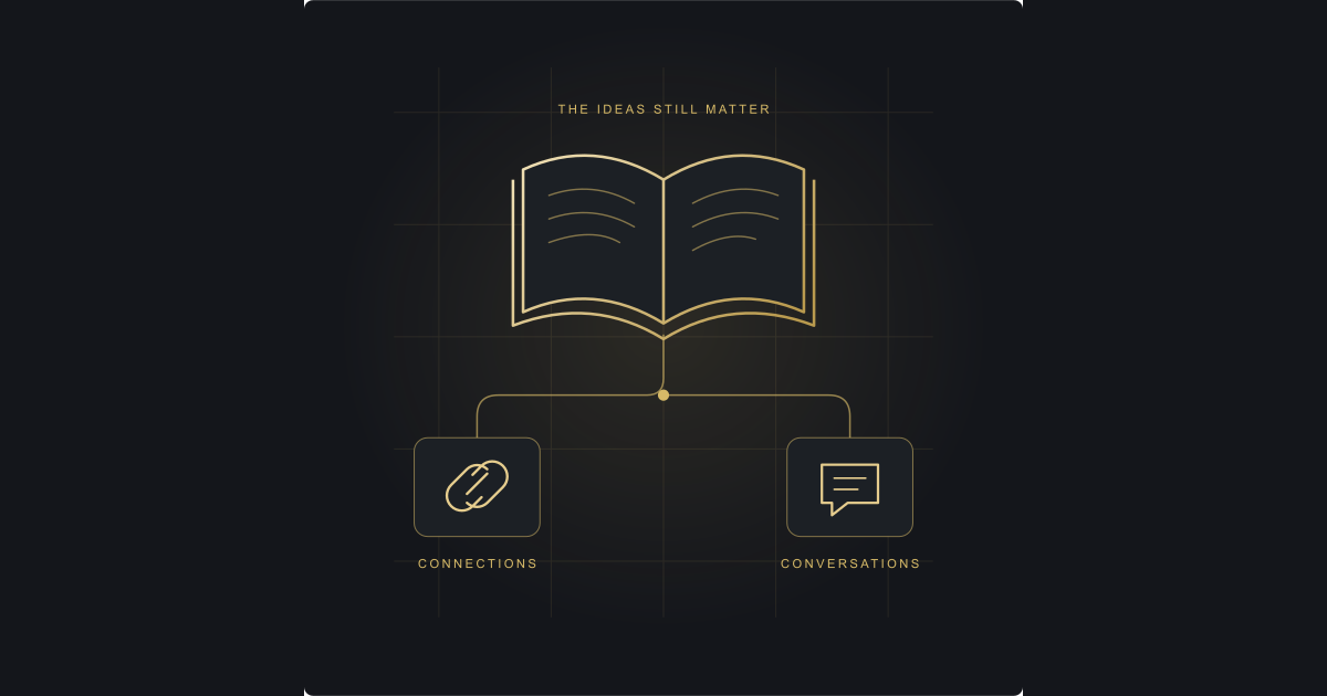 A book connected to links and conversations, illustrating ideas reaching people
